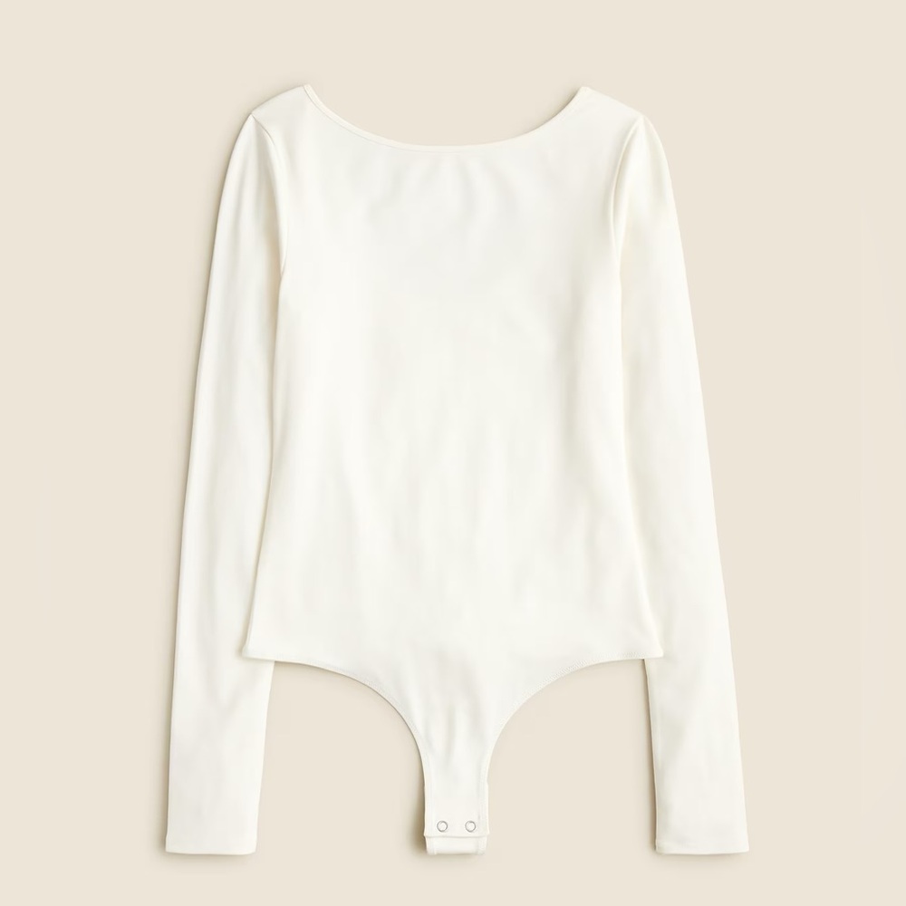 J Crew Women’s Scoopback bodysuit in stretch cotton blend ivory Size M NWOT